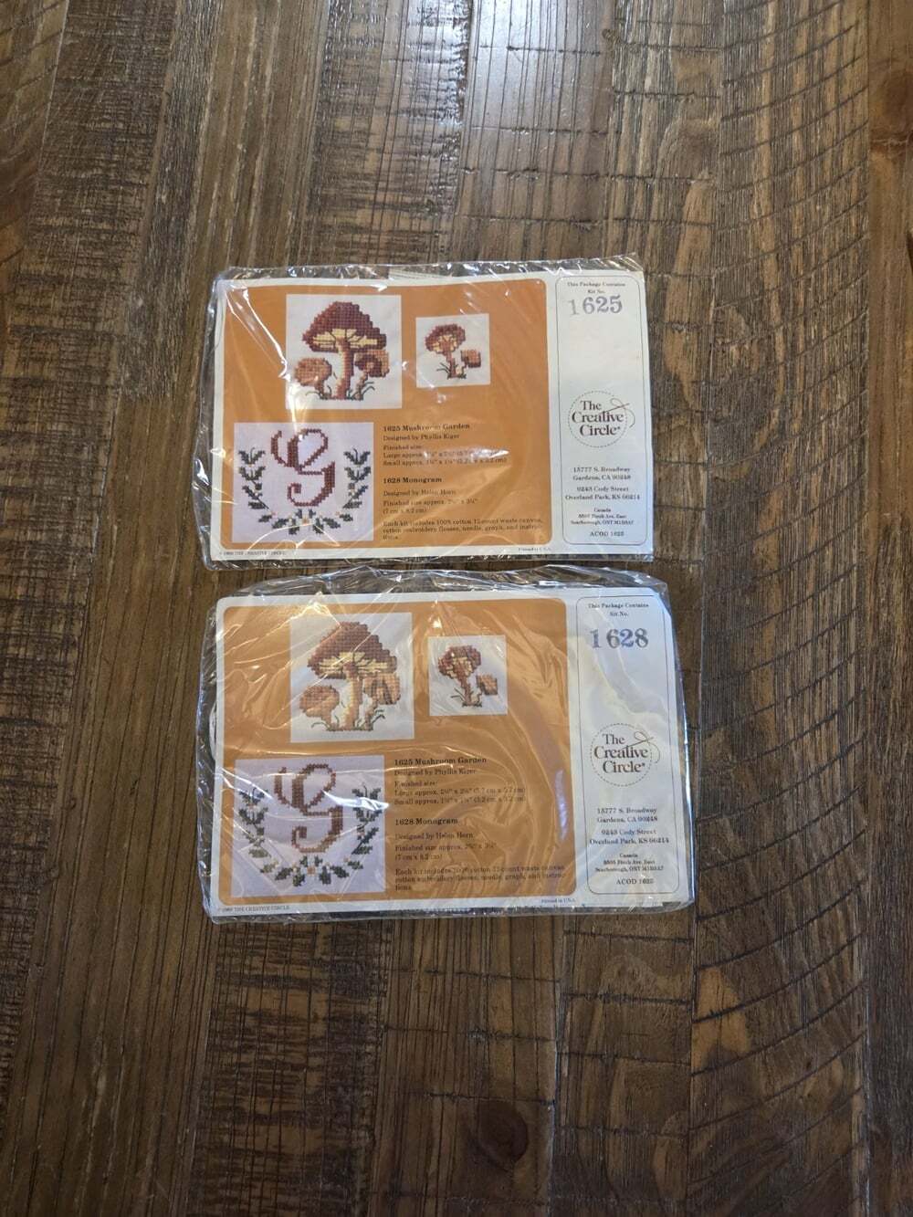 Two Monogram" ©1983 Creative Circle Couned Cross Stitch Kit 1628 And 1625